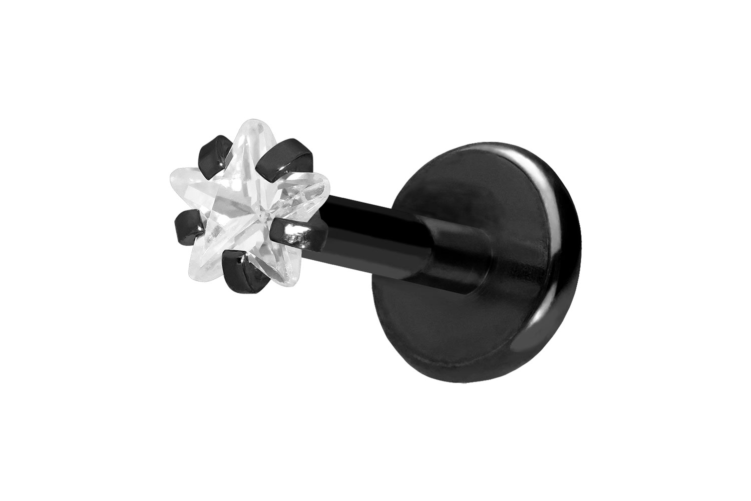 Titan Labret Piercing mit Push Fit KRISTALLSTERN